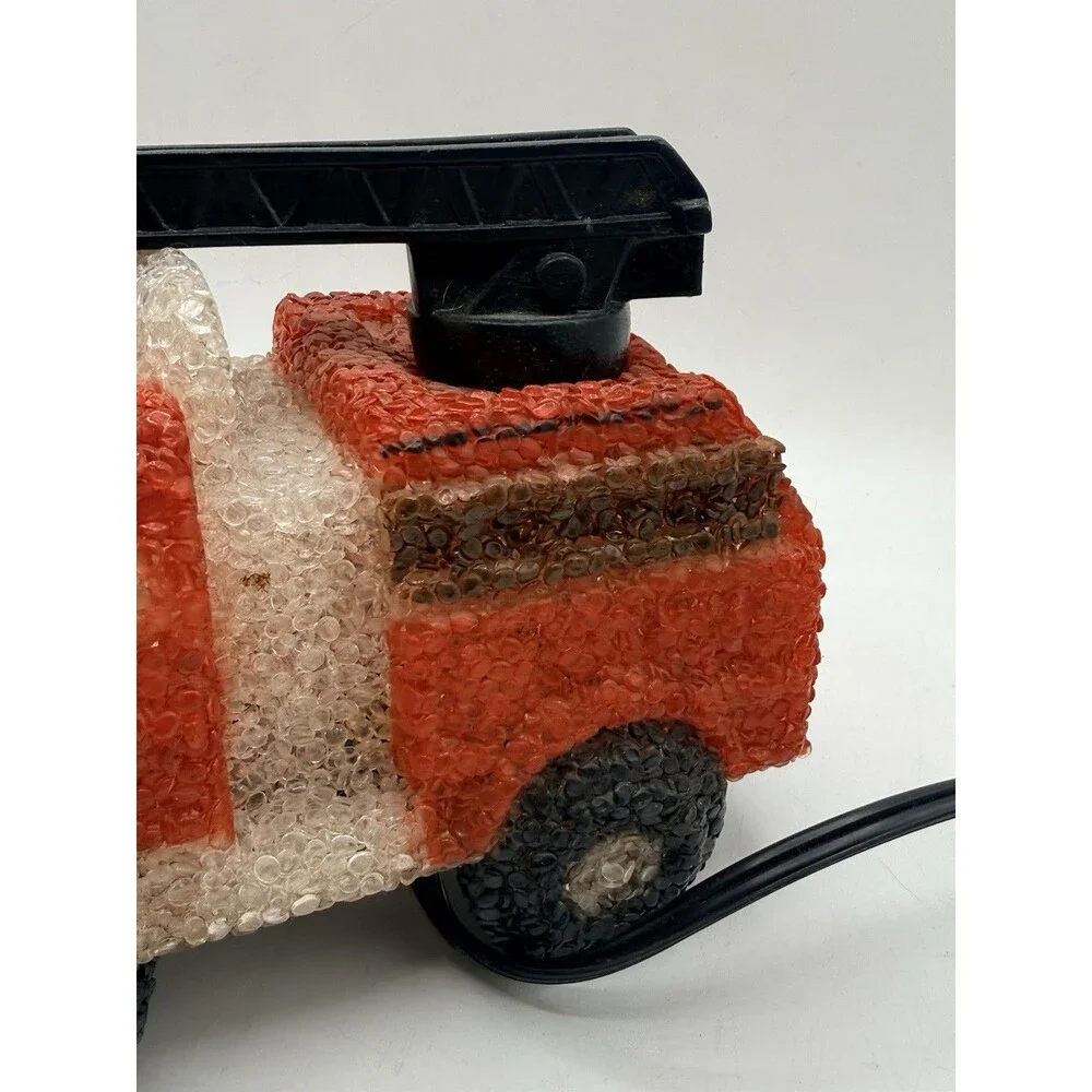 Vintage Red Ladder Fire Truck Plastic Popcorn Nightlight Table Lamp